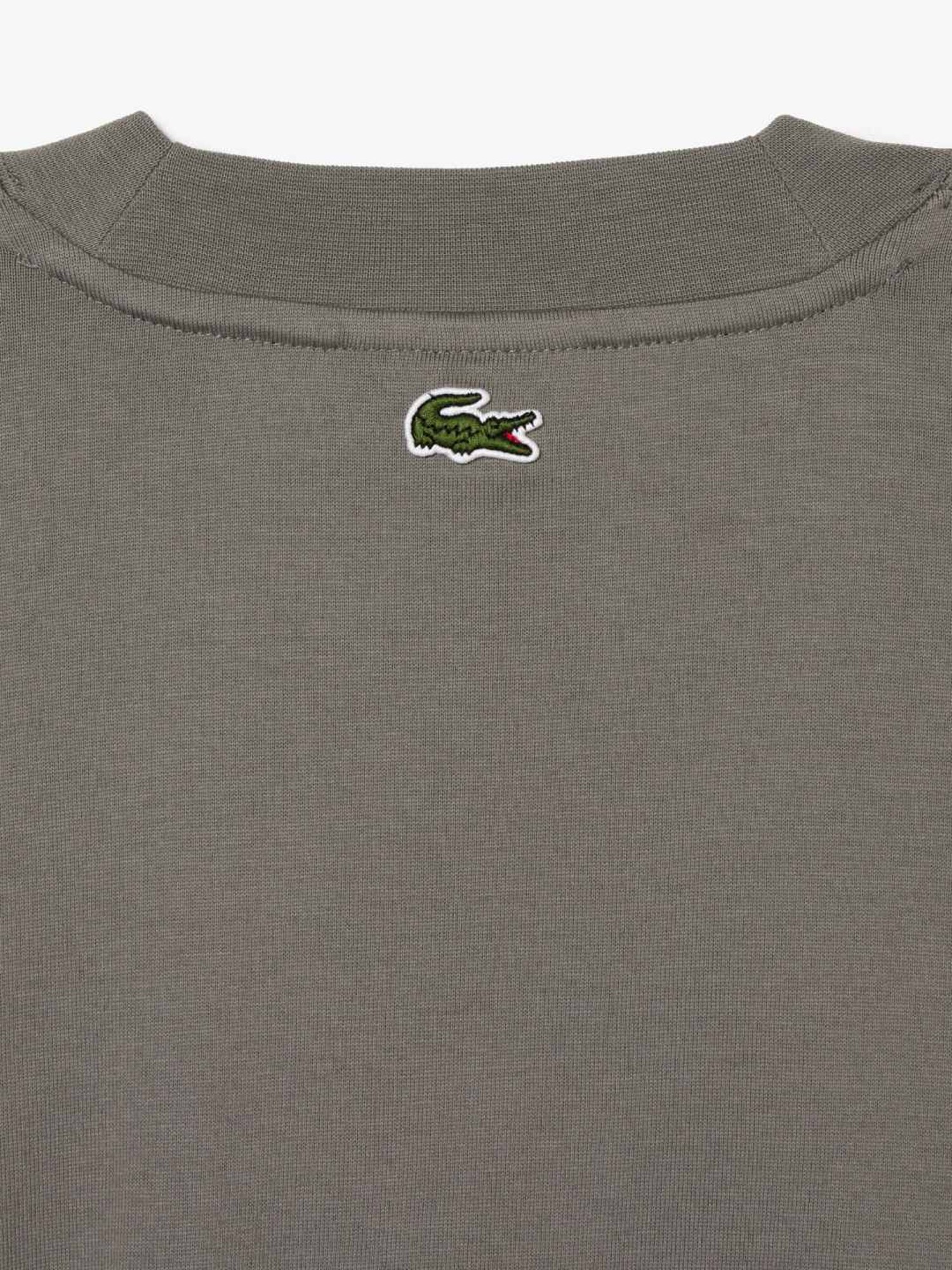Lacoste Grey Cotton Loose Fit Self Pattern T-Shirt
