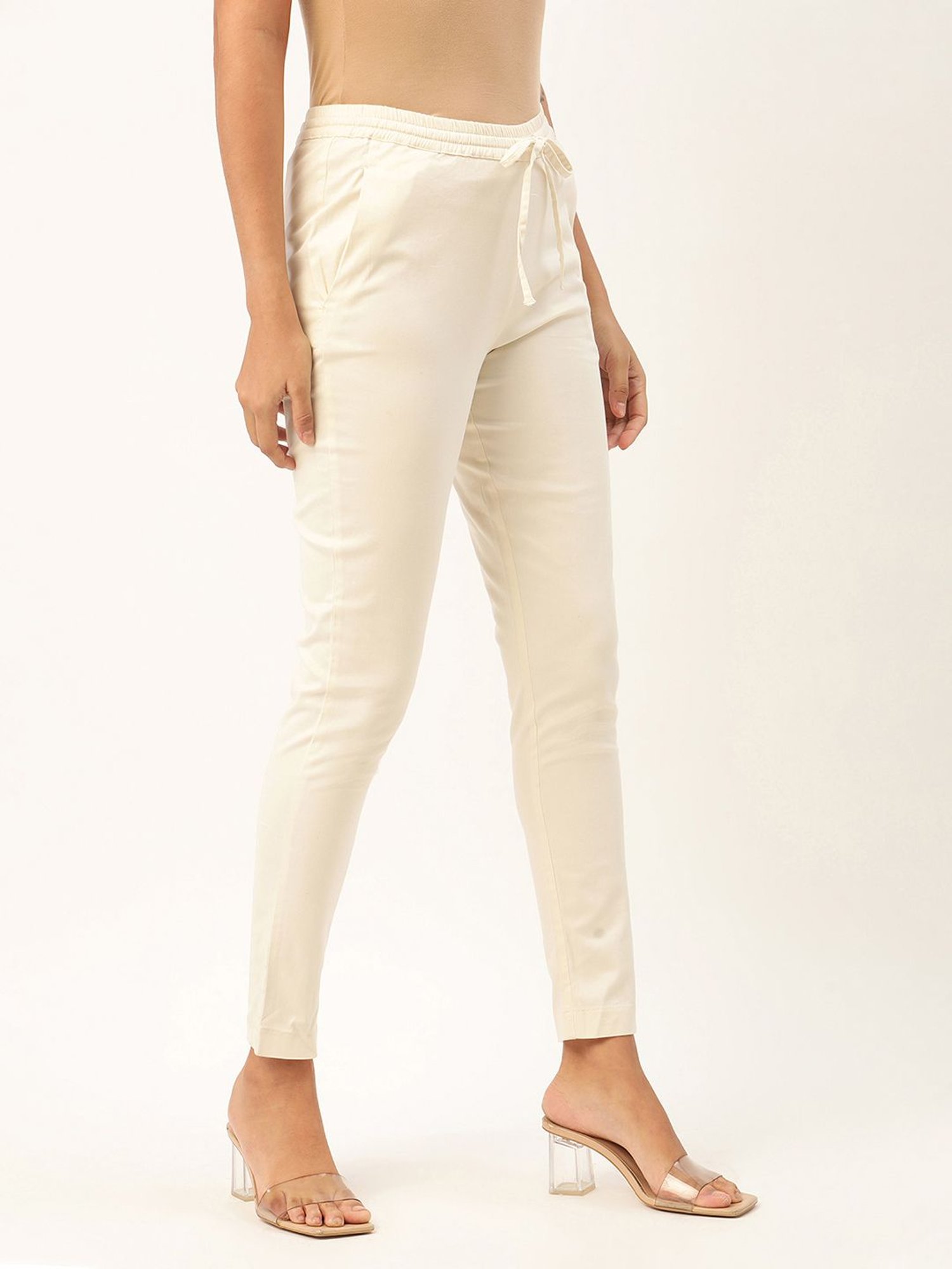 Rooted White Cotton Trousers