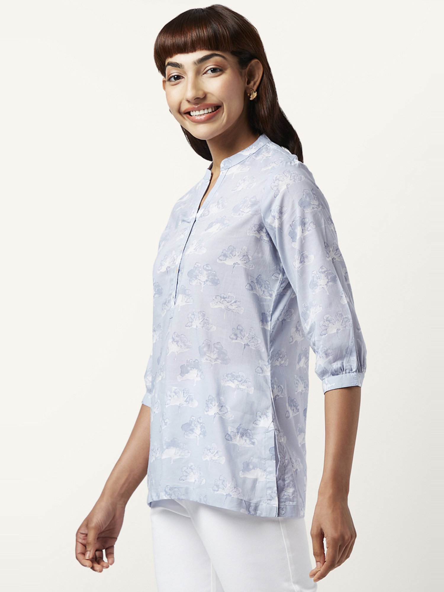 Akkriti by Pantaloons Blue Cotton Printed Tunic