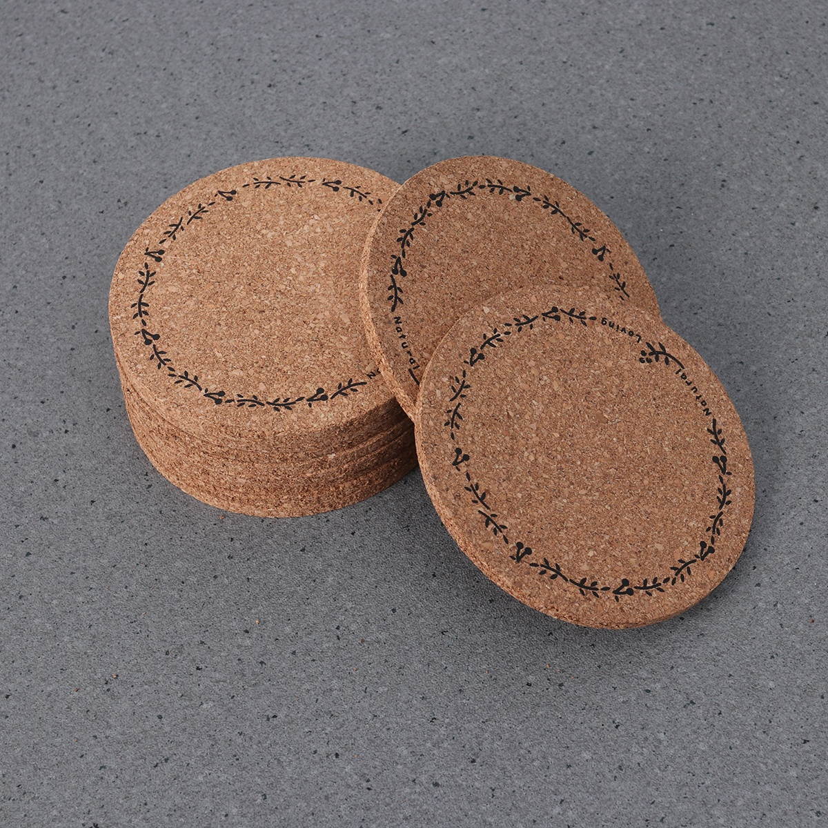 10PCS 10CM Cork Table Mat Heat-Resistant Round Coaster for Cup Glass Tableware - Flower (S)