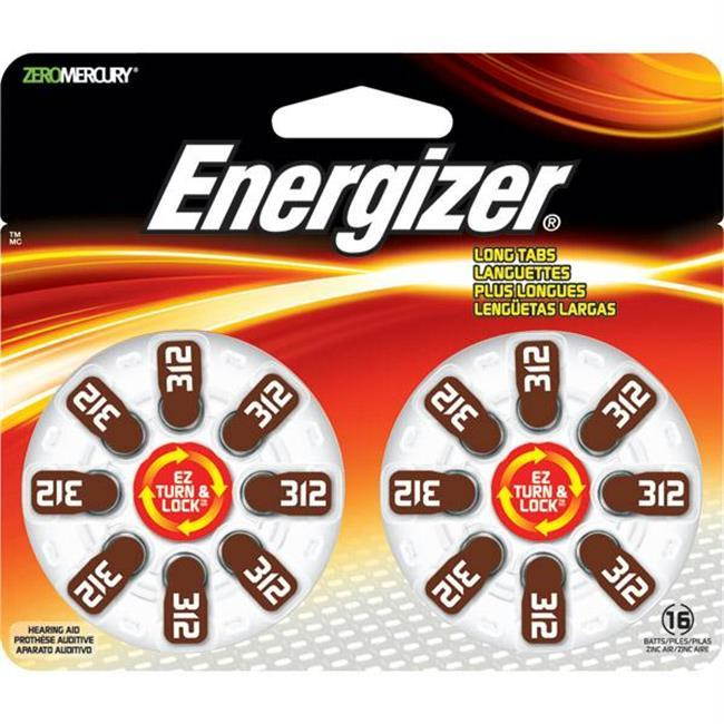 Energizer 312 Hearing Aid Batteries, 16 Per Pack, AZ312DP-16