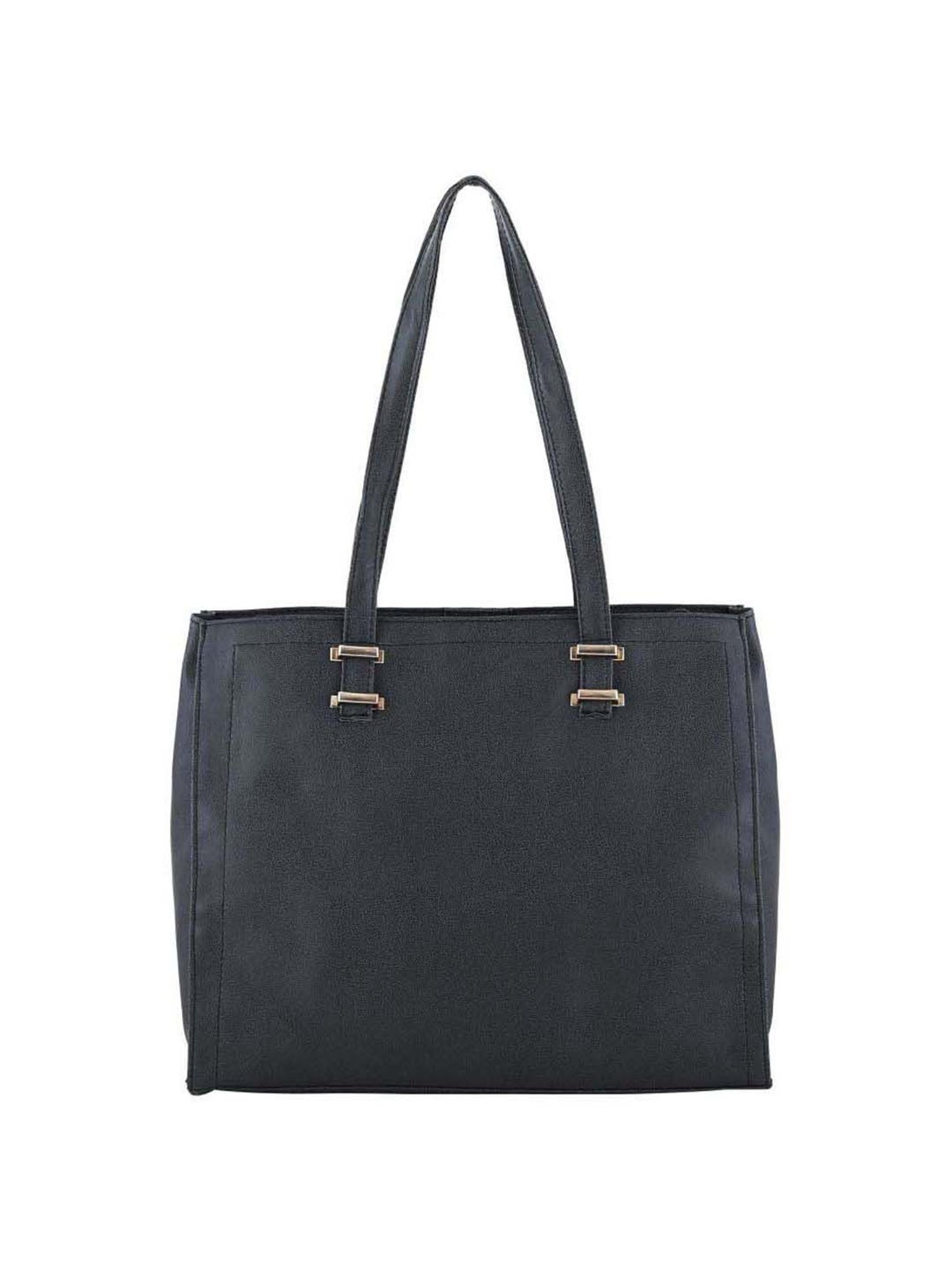Toteteca Black Solid Medium Tote Handbag