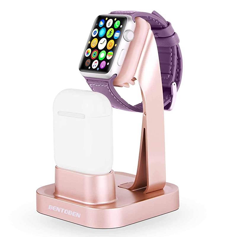 2 in 1 Charging Stand for Apple Watch Series 5Series 4Series 321 Charging Dock for AirPods 21Desk Stand for iWatch 38mm40mm42mm44mm Night Stand ModeRose Gold