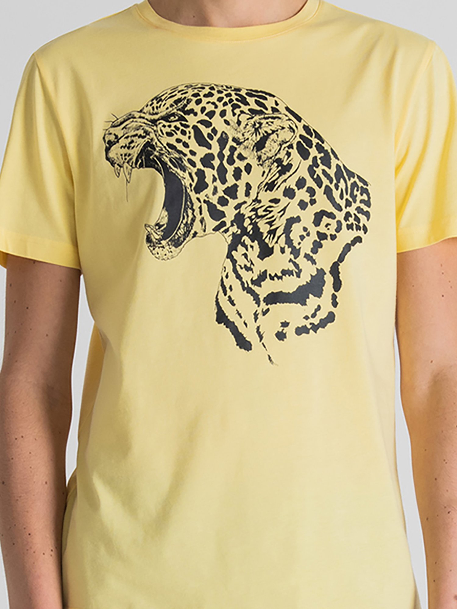 Antony Morato Yellow Printed Round Neck T-Shirt