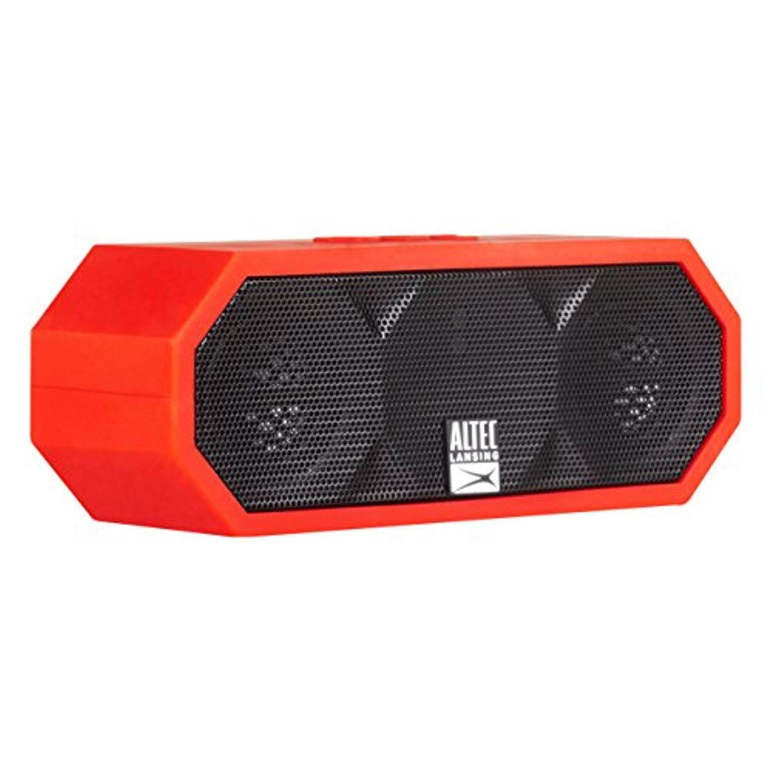 altec lansing imw457 jacket h2o lightweight, great sound compact handsfree waterproof indoor/outdoor bluetooth speaker, ultimate audio bluetooth wireless 30ft range red