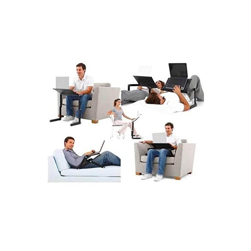 Stand for Bed Cozy Aluminum Vented Lap Workstation Desk with 2 Fan Mouse Pad Foldable Book Reading Stand Notebook Tablet