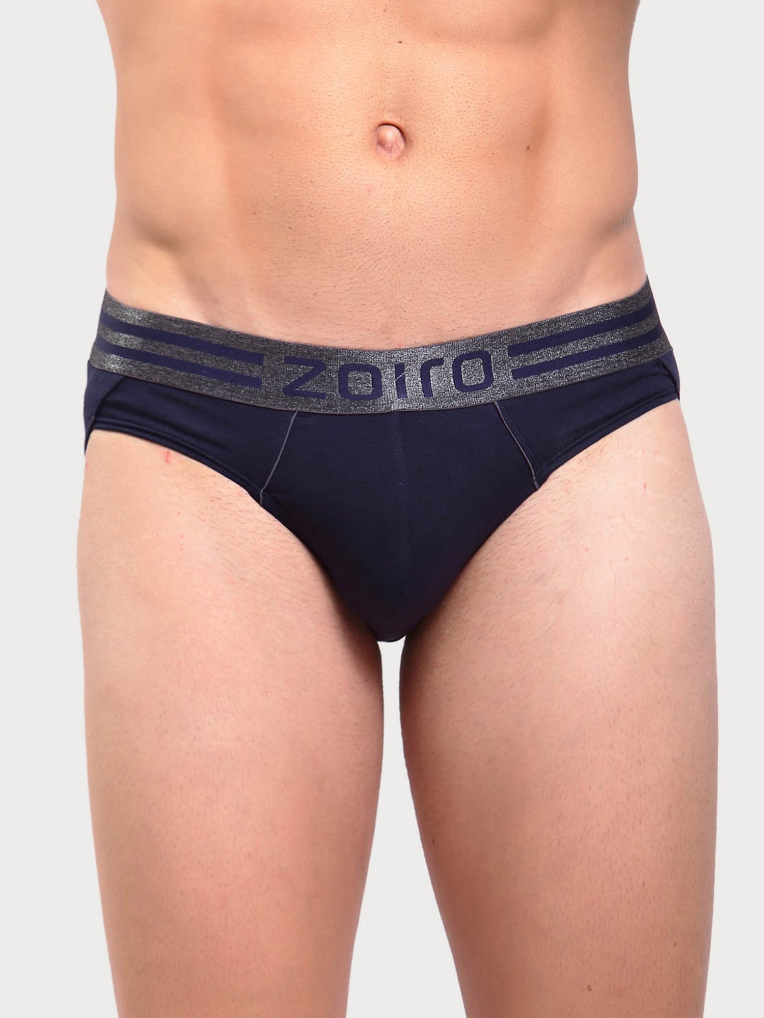 Zoiro Navy & Black Regular Fit Briefs - Pack Of 2