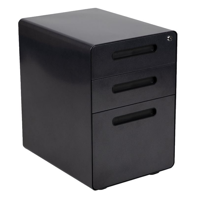 Flash Furniture Work From Home Kit - Black Computer Desk, Ergonomic Mesh Office Chair and Locking Mobile Filing Cabinet with Inset Handles