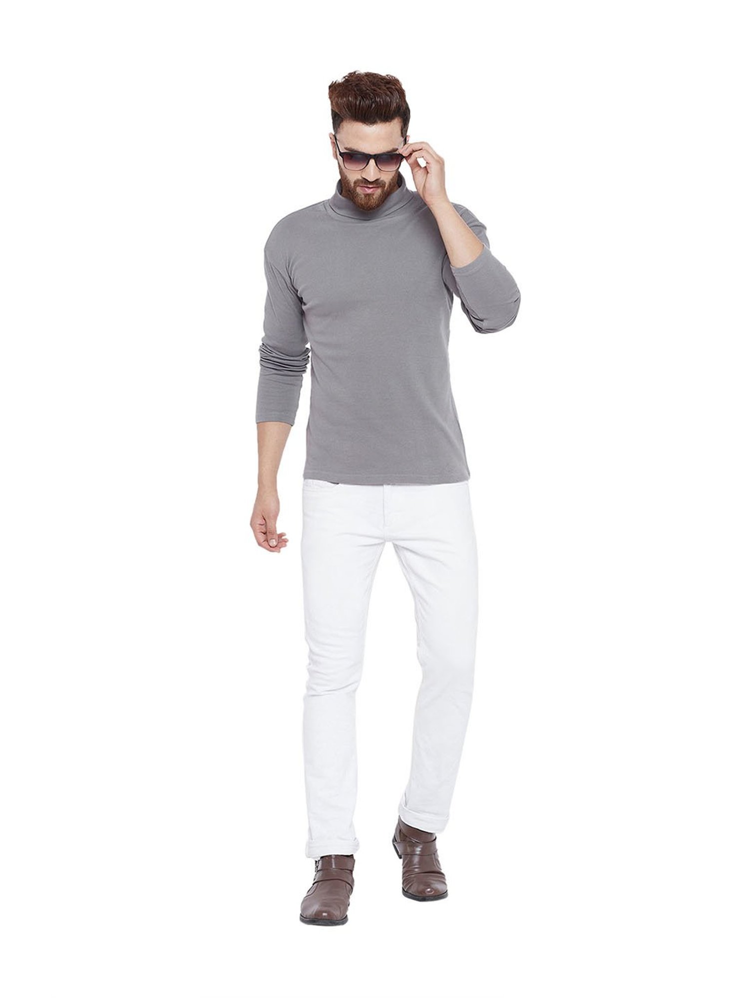 Hypernation Grey High Neck T-Shirt