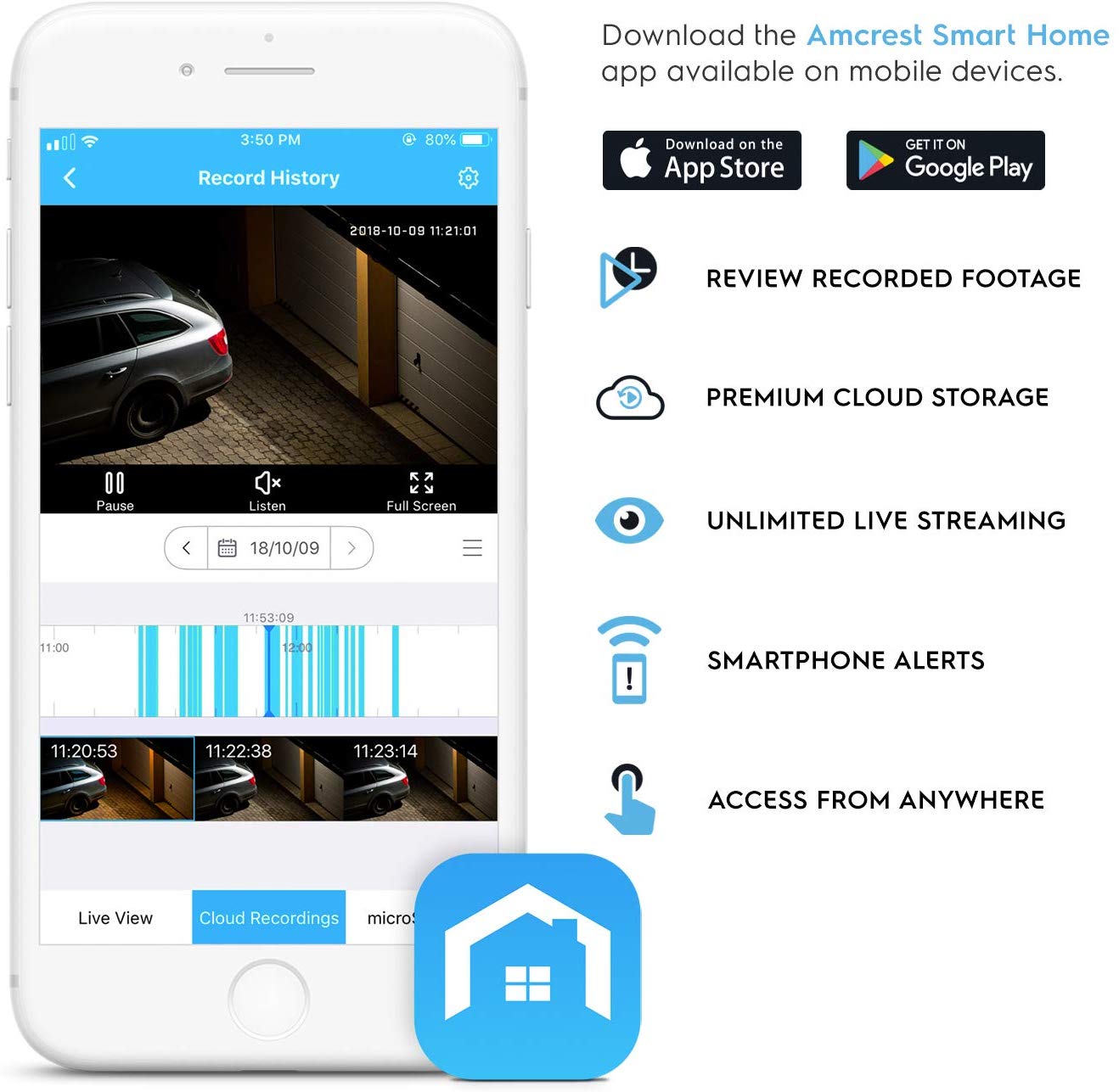 Amcrest SmartHome 4MP Outdoor WiFi Camera Bullet 4MP Outdoor Security Camera, 98ft Night Vision, Built-in Mic, 101&deg; FOV, 2.8mm Lens, MicroSD Storage, ASH42-B (Black)