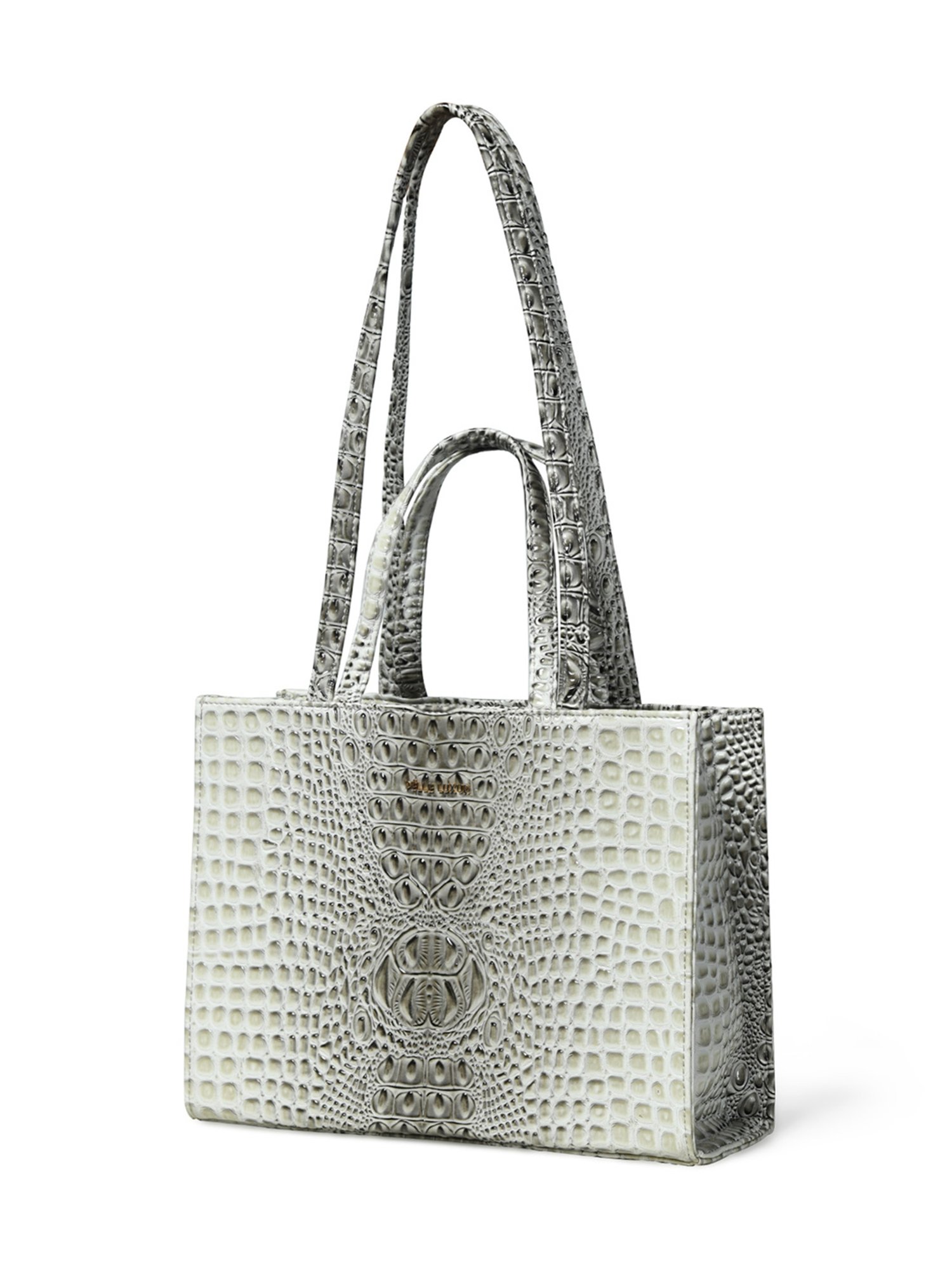 PELLE LUXUR Grey Animal Effect Medium Handheld Handbag