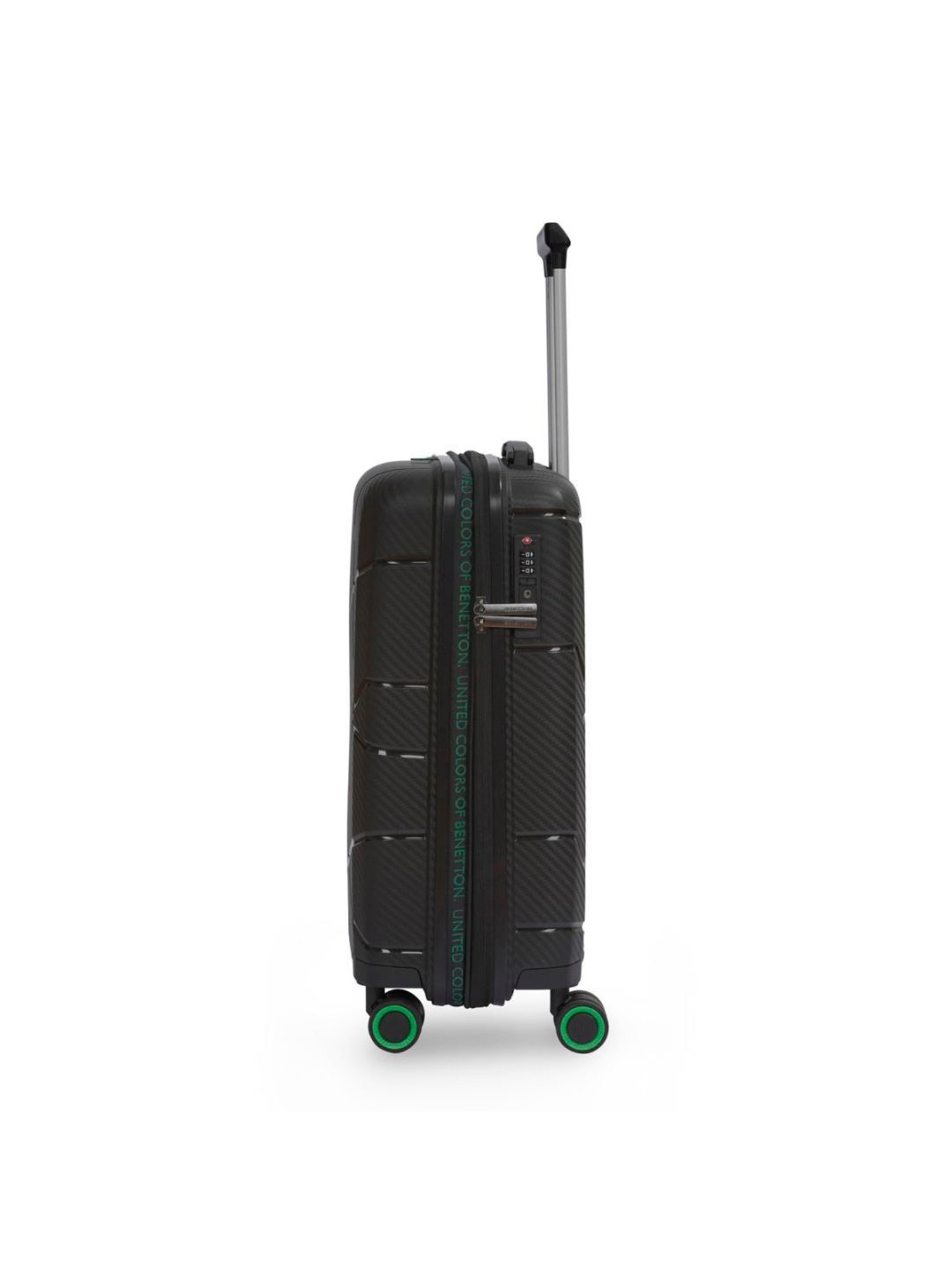 United Colors of Benetton Moonstone Black Textured Hard Medium Trolley Bag - 68 Cm