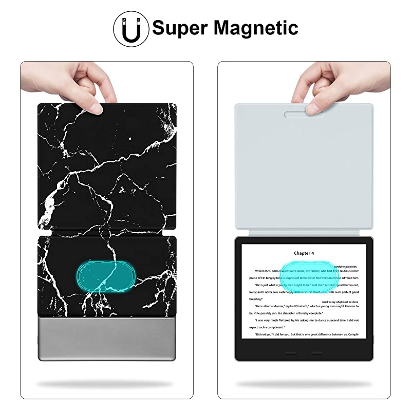 Colorful Case for All-New Kindle Oasis (10th Gen, 2019 Release & 9th Gen, 2017), Premium PU Leather Cover with Auto Wake/Sleep, Strong Adsorption for 7&rsquo;&rsquo;Kindle Oasis, Black-The Marble Pattern