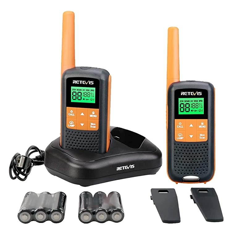 RT49 Walkie Talkie Rechargeable Long RangeWaterproof Two Way Radio AdultNOAA Alert AA VOX Flashlightfor Outdoor Hike Hunting Travel2 Pack