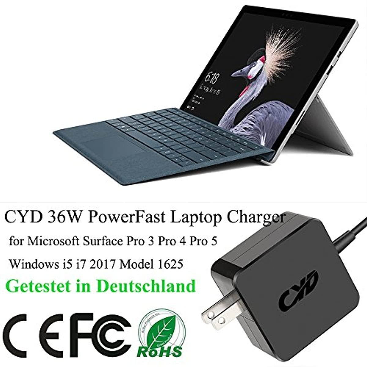 CYD 15V 4A 65W Replacement for Laptop-Charger Microsoft Surface Pro 6 Pro 4 Pro 3 Surface Laptop 2 Surface Pro Surface Laptop Surface Go Power Supply