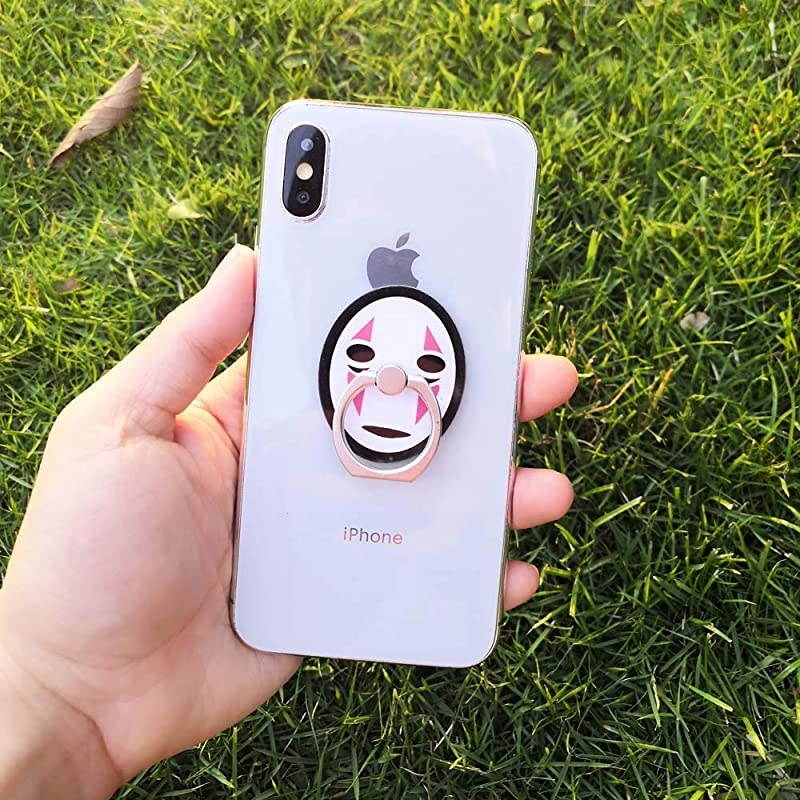 ZOEASTTM 3 Pack  Sprited Away Black Mask Ghost Universal 360&deg; Adjustable Holder Desk Hook Stand Stent Mount Kickstand Compatible with iPhone X Plus Samsung iPad Tablet 3pcs No Face Man