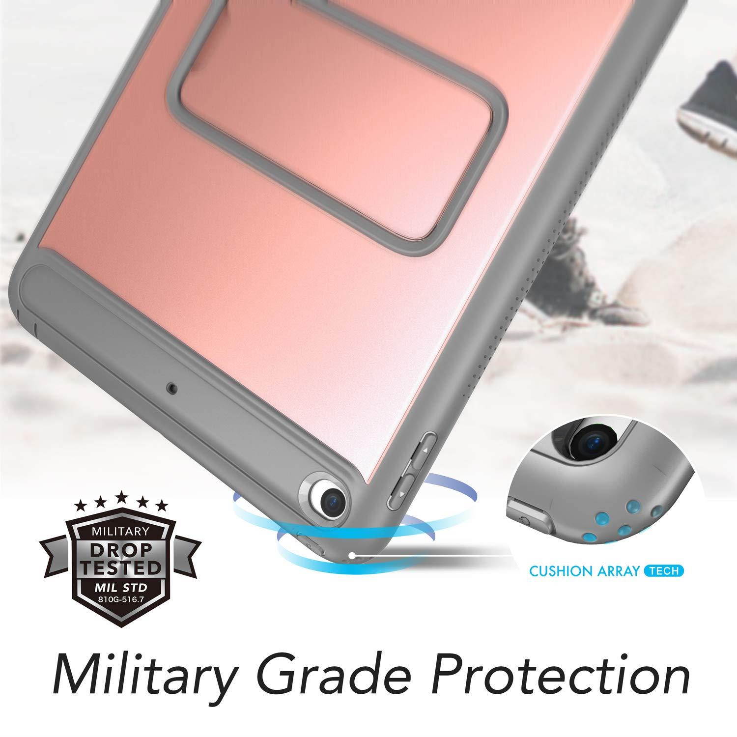 YOUMAKER Case for New iPad 9.7 2018/2017, Heavy Duty Kickstand with Built-in Screen Protector Full-Body Shockproof Protective Case Cover for Apple iPad 9.7 inch 2017/2018 5th/6th Gen (Rose Gold/Gray)