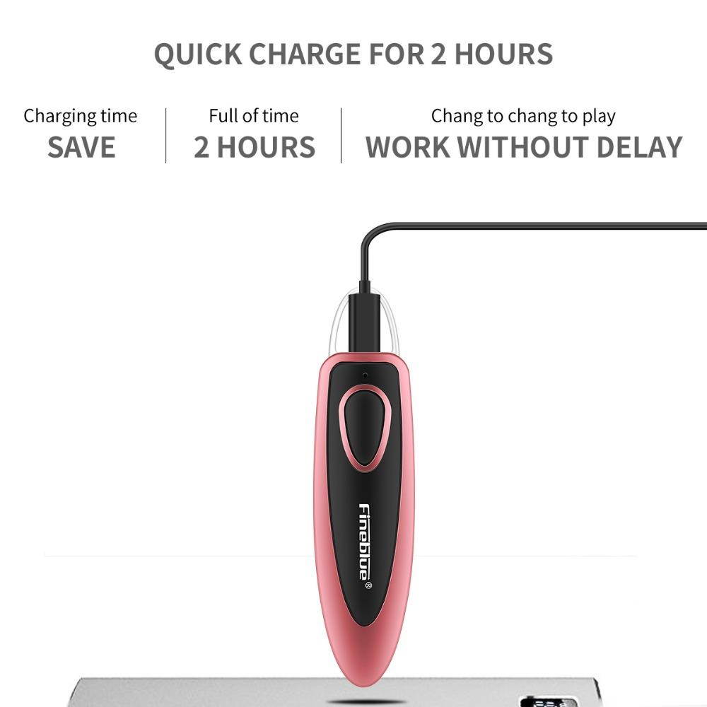 Fineblue HF-66 Mini headphones bluetooth wireless business earphone hands free with Mic Sport stereo earbuds for mobile phone (White)