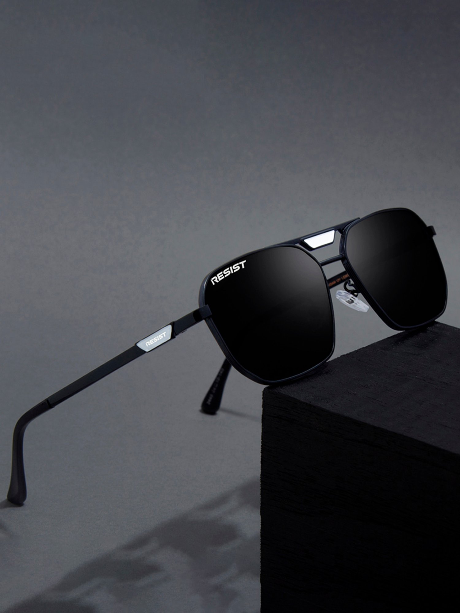 Resist Eyewear Black Square UV Protection Unisex Sunglasses