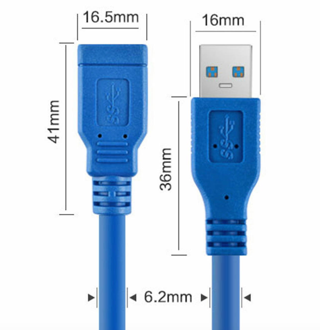 Premium 5FT 10FT 15FT USB 3.0 A Male to Female Extension Cable Cord Blue