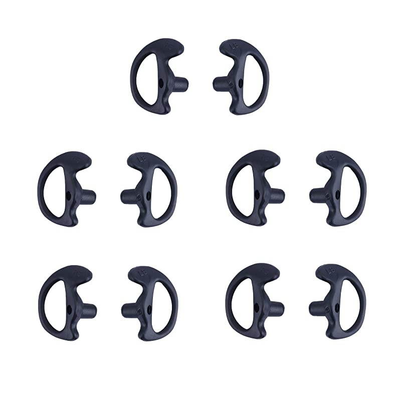 Two Way Radio Ear Mold Replacement Soft Silicone Ear Insert for Acoustic Coil Tube Earpiece Black 5 Pair Large