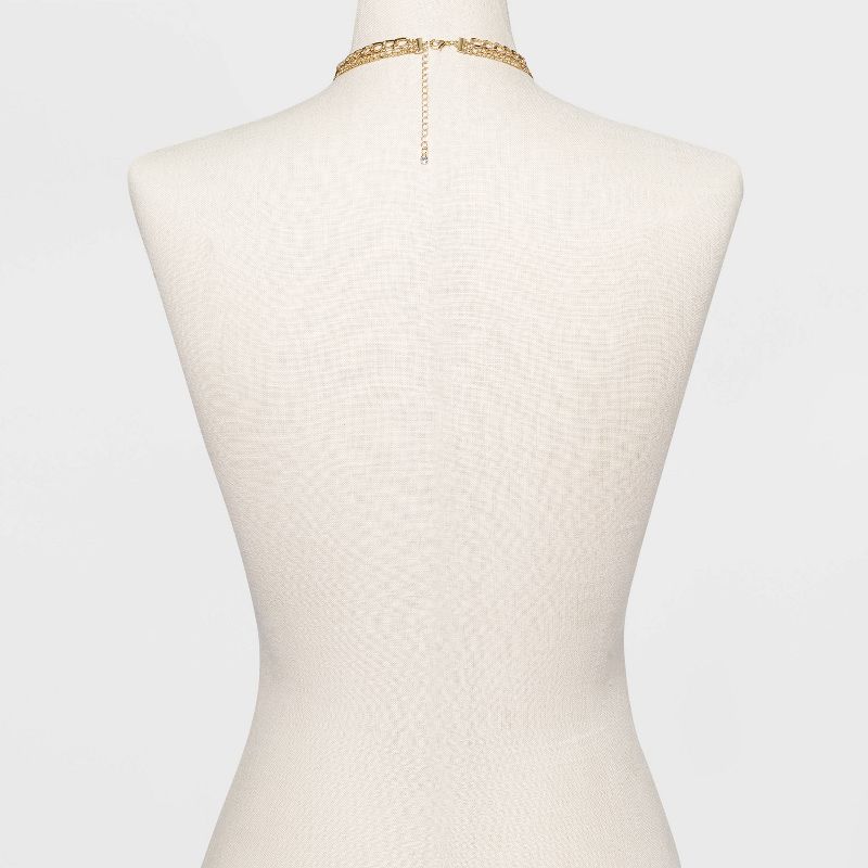 3 Row Chunky Chain Necklace - A New Day™ Gold