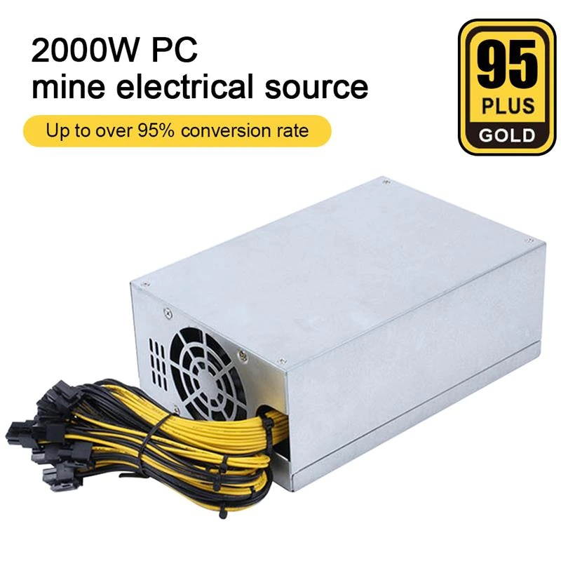 NAK PLUS 2000W ETH Mining Machine Power Supply 4U Single Power Supply 10x6pin 95%Efficiency Support Multi-GPU For Bitcoin Mining