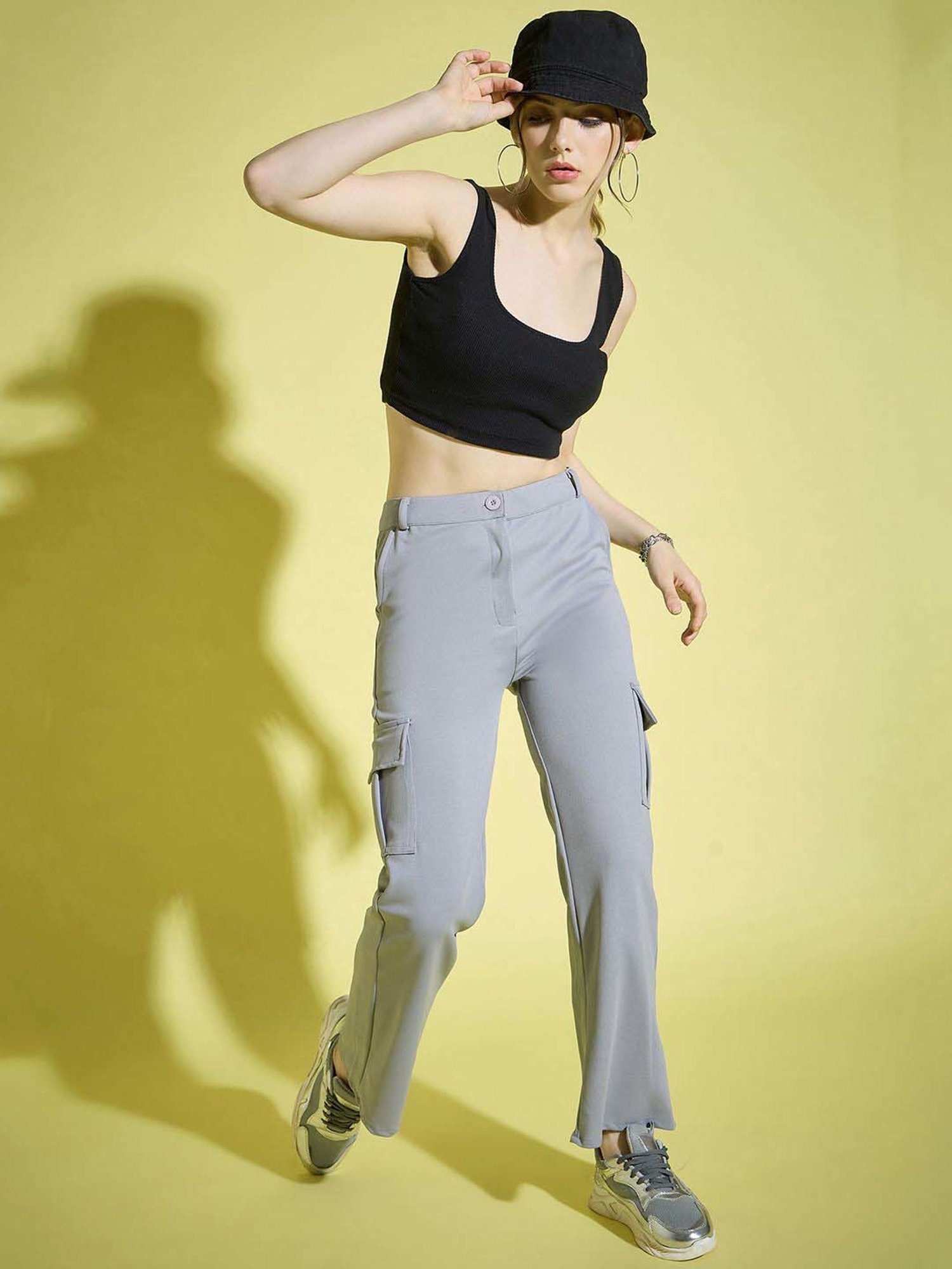 BUYNEWTREND Grey & Navy High rise Cargo (Pack Of 2)