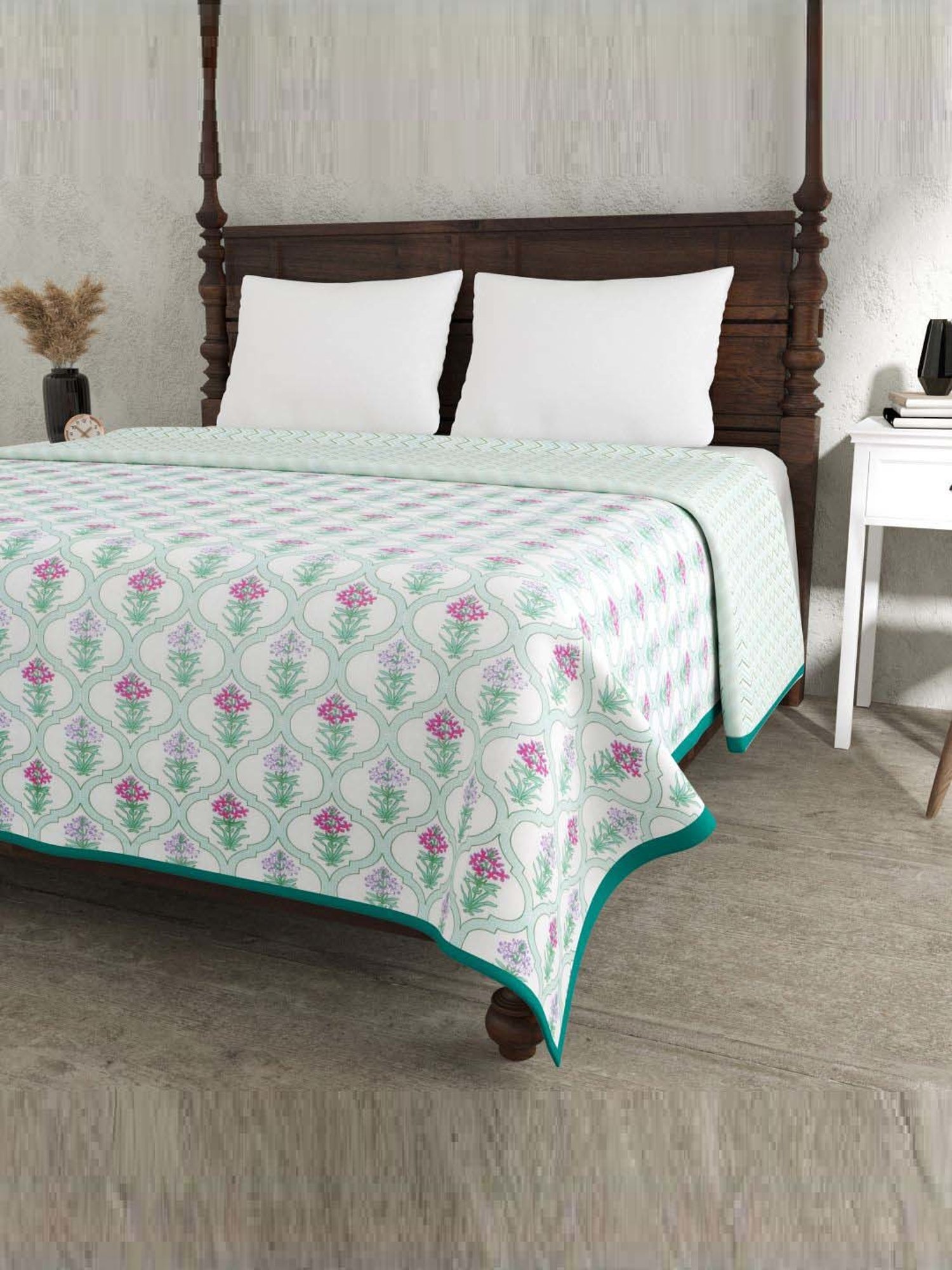 JaipurFabric Persian Blue Mulmul Cotton 150 GSM Reversible Ac Dohar