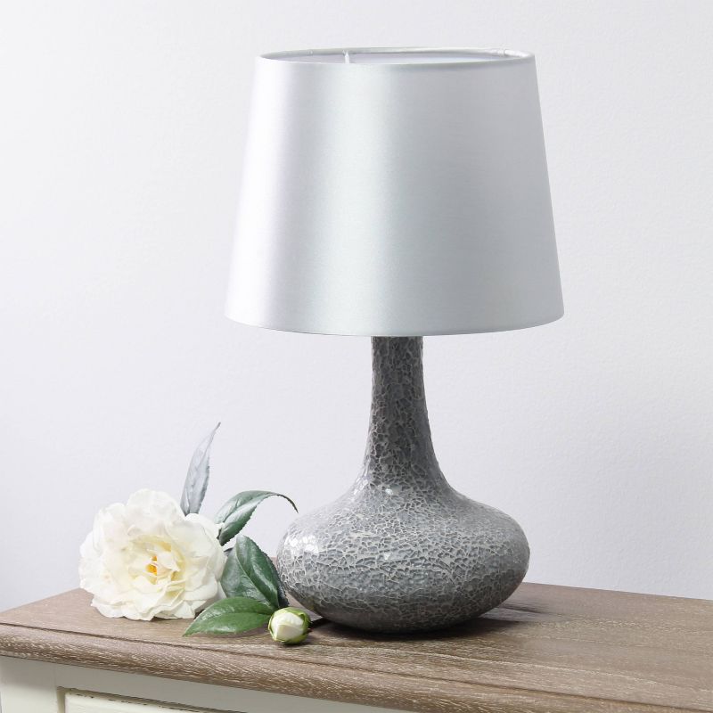 Mosaic Tiled Glass Genie Table Lamp with Fabric Shade Gray - Simple Designs