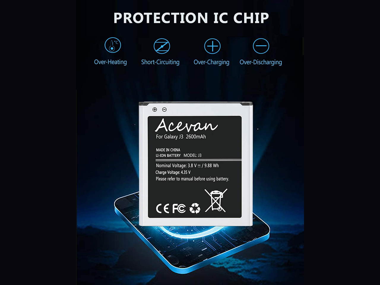 Galaxy J3 Battery Replacement Acevan Battery for Samsung Galaxy Grand Prime G530 G530W EB-BG530BBU EB-BG530BBE Galaxy J3 2016 J320W8 J320A J3 Emerge J327P J327W Galaxy J3 2018 J337W Galaxy J5 J500