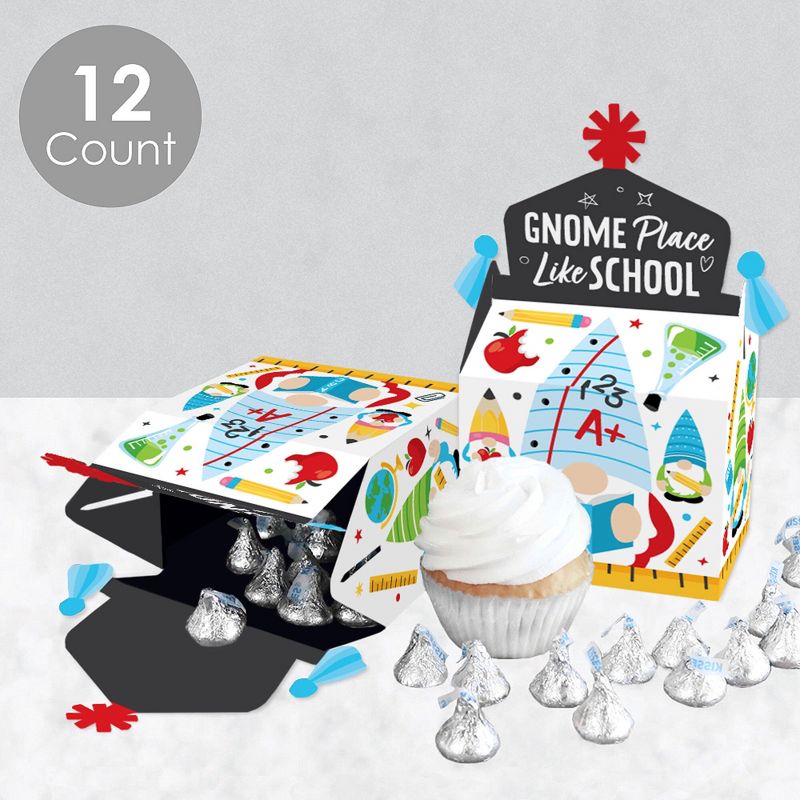 Big Dot of Happiness School Gnomes - Treat Box Party Favors - Teacher and Classroom Decorations Goodie Gable Boxes - Set of 12