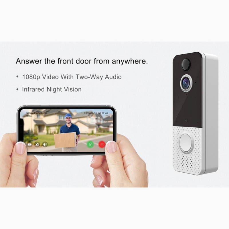 Video Doorbell 1080P Wireless WiFi With Chime Doorbell Camera Monitor No Monthly Fee Cloud Storage HD WiFi Security Camera Two Way Talk For IOS & Android Phone