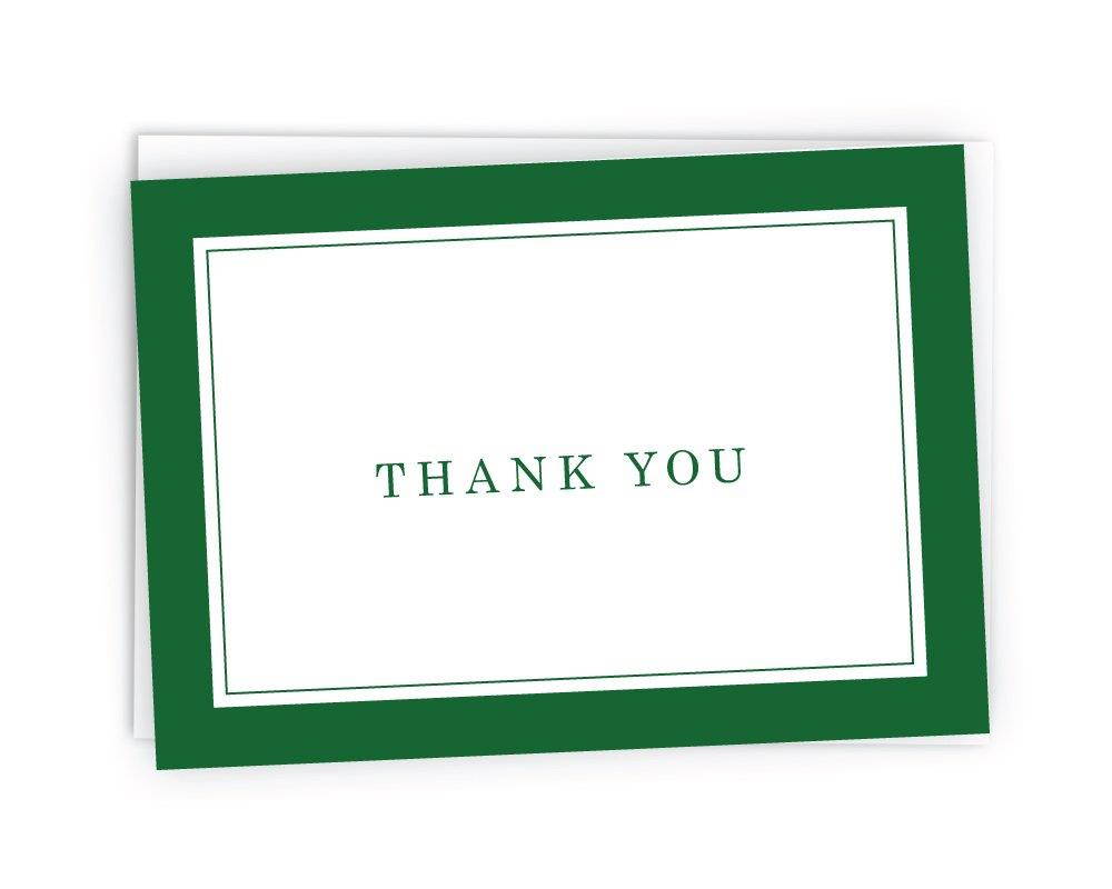 Formal Striped Thick Border Thank You Cards - 48 Cards & Envelopes (Green)