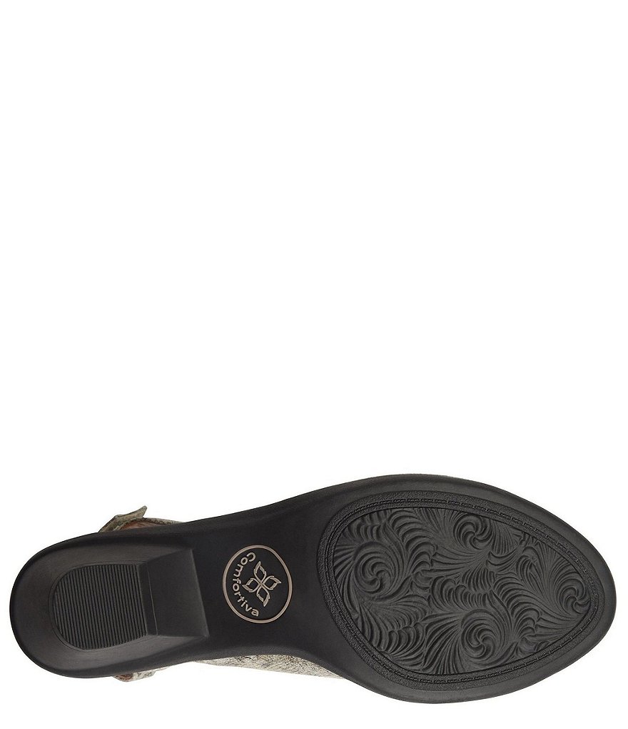 Comfortiva Faye Snake Print Leather Slingback Sandals