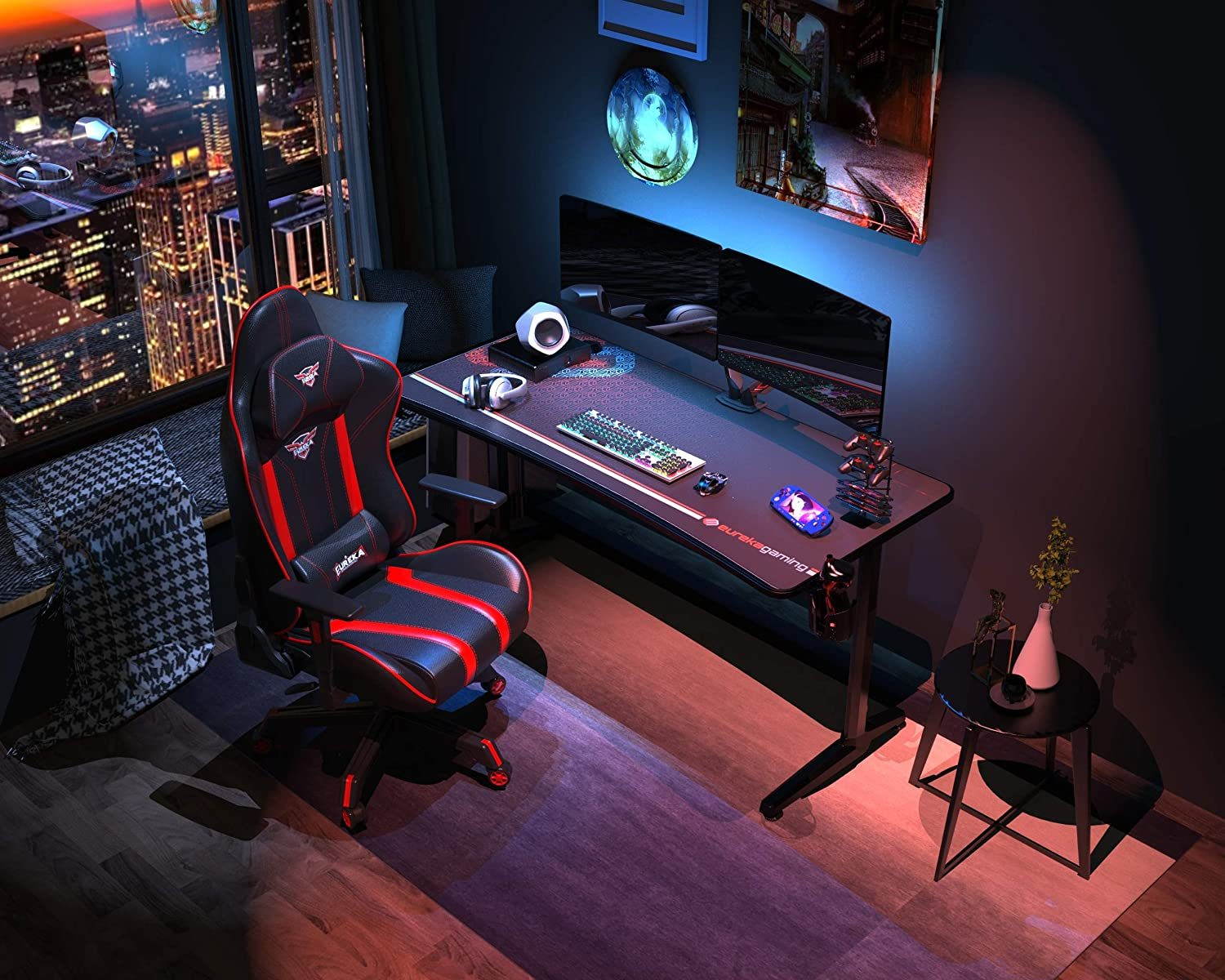 EUREKA ERGONOMIC Gaming Desk 60" Home Office Computer Desk, New Polygon Legs Design, Captain Series (60 Inch, Black)