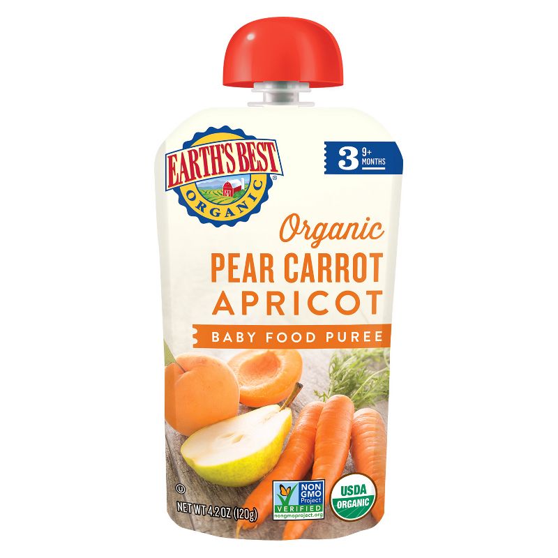 Earth's Best Organic Stage 3 Pear Carrot Apricot Baby Food 4.2oz