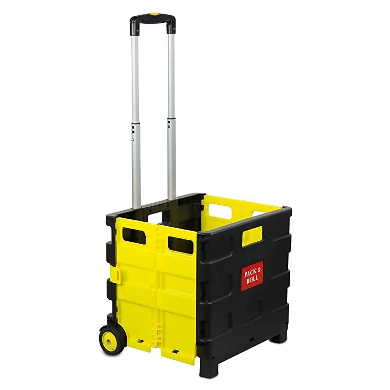 Rolling Utility Cart Folding and Collapsible Hand Crate on Wheels 55 lbs Capacity