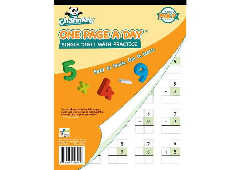 Channie's One Page A Day Single Digit Addition & Subtraction