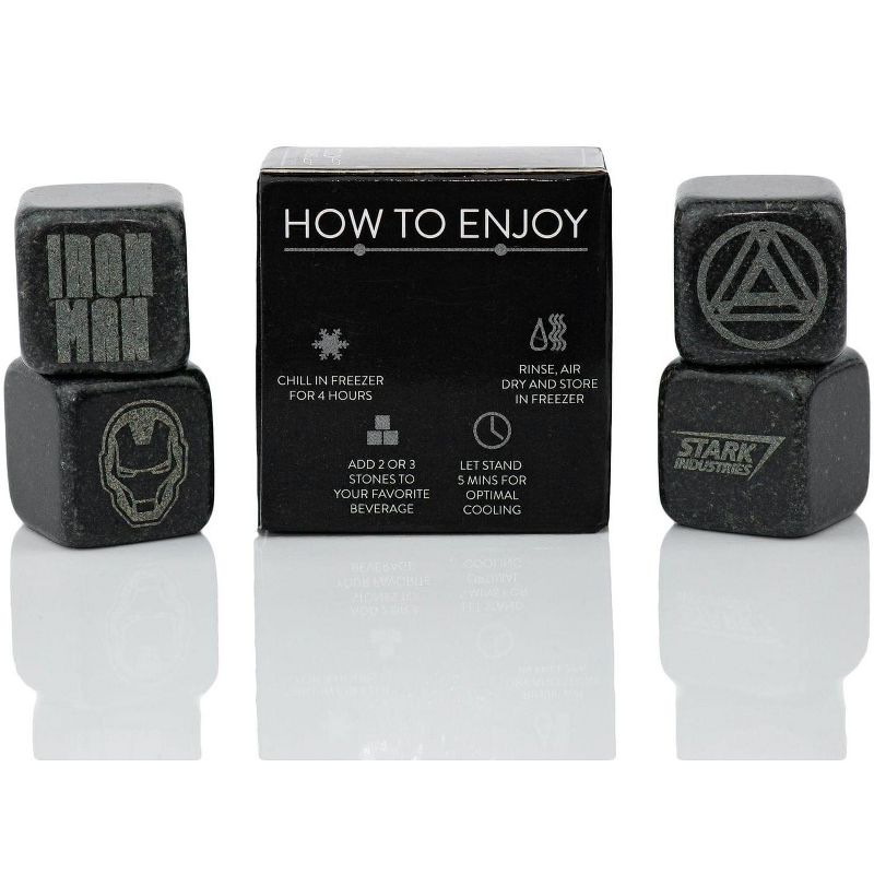 Surreal Entertainment Iron Man Collectible | Marvel Cold Stones Set | Iron Man Granite Beverage Cubes