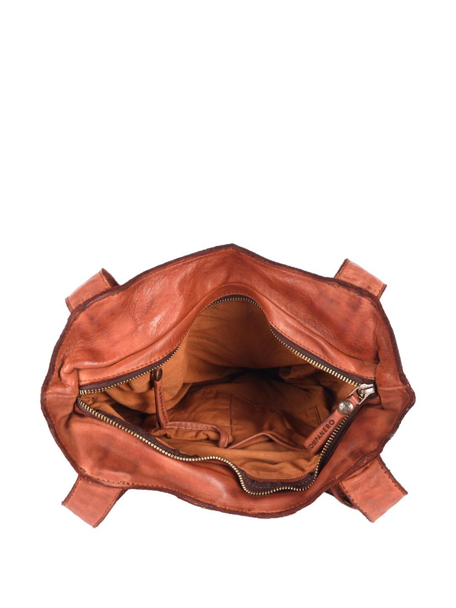 KOMPANERO Madison Cognac Textured Large Shoulder Handbag