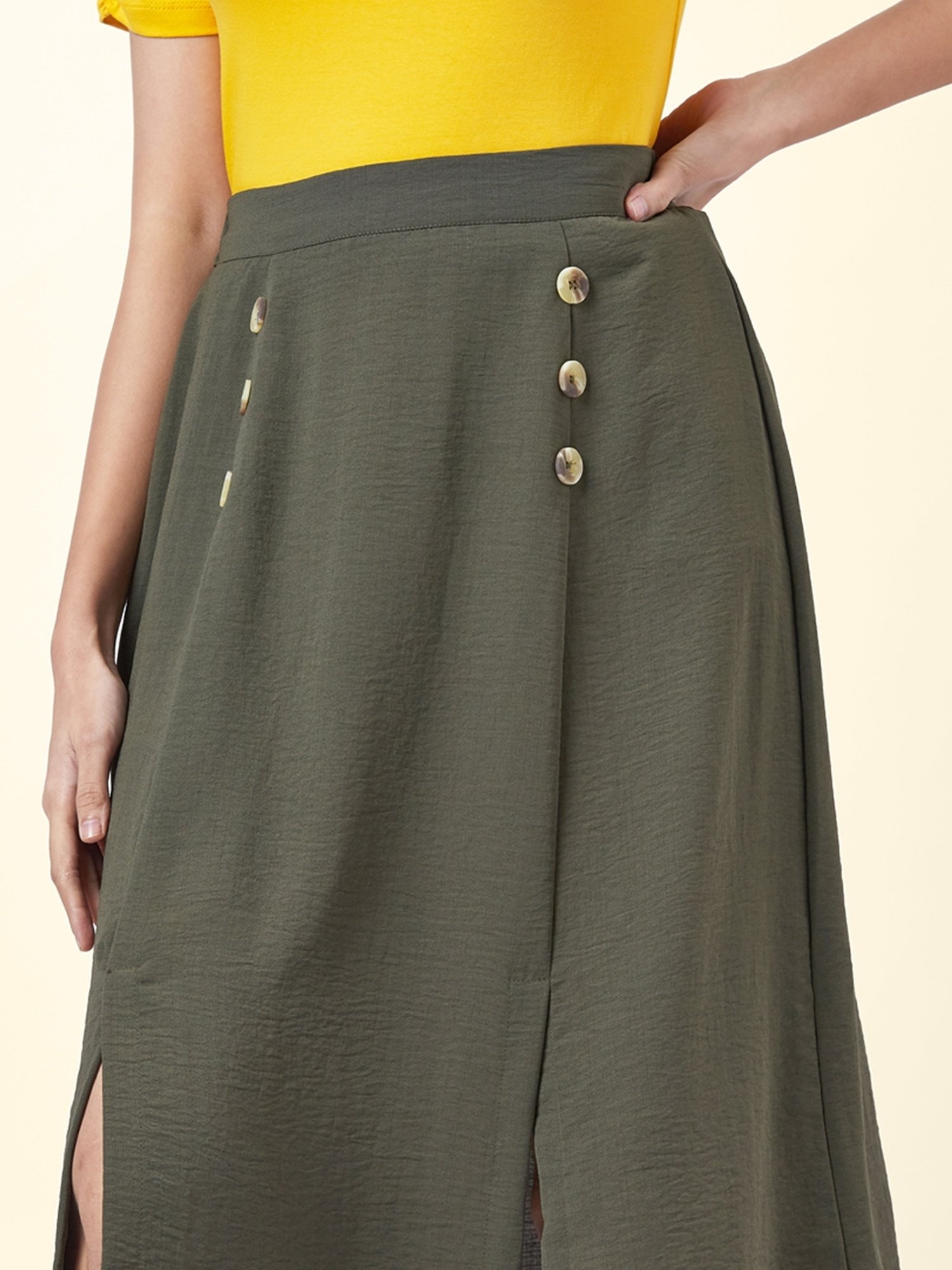 Honey by Pantaloons Olive Green A-Line Skirt