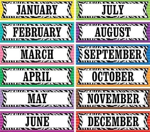 Teacher Created Resources Colorful Zebra Stripes Monthly Headliners (5352)