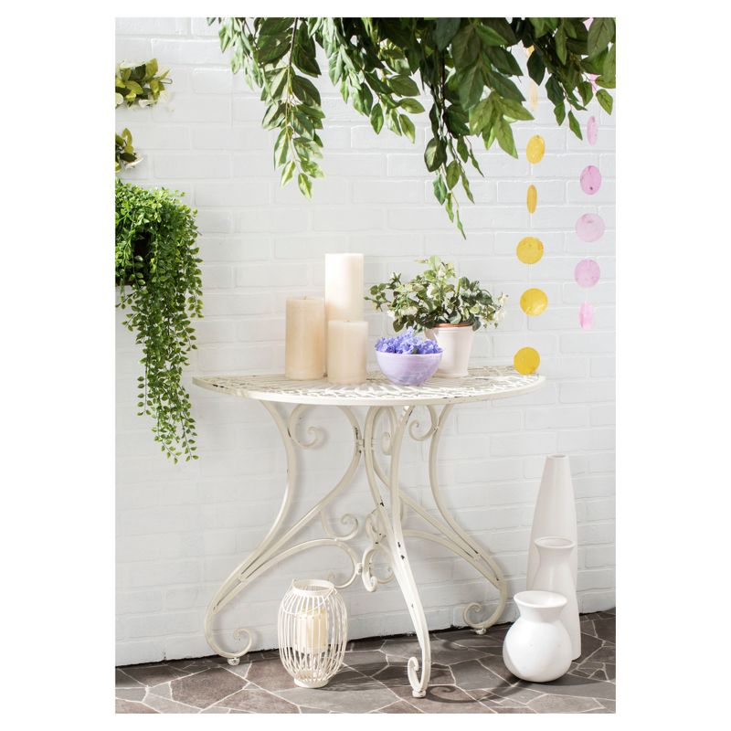 Semicircle Patio Accent Table - White - Safavieh