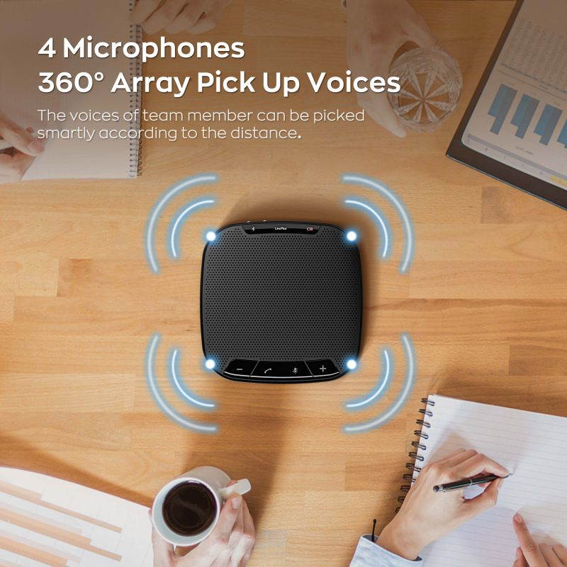 LincPlus C1 Bluetooth Speakerphone with 4 Microphones,360&deg;Voice Pickup for up to 8 People Conference Call Speaker,240h Standby Bluetooth Microphone,Plug and Play