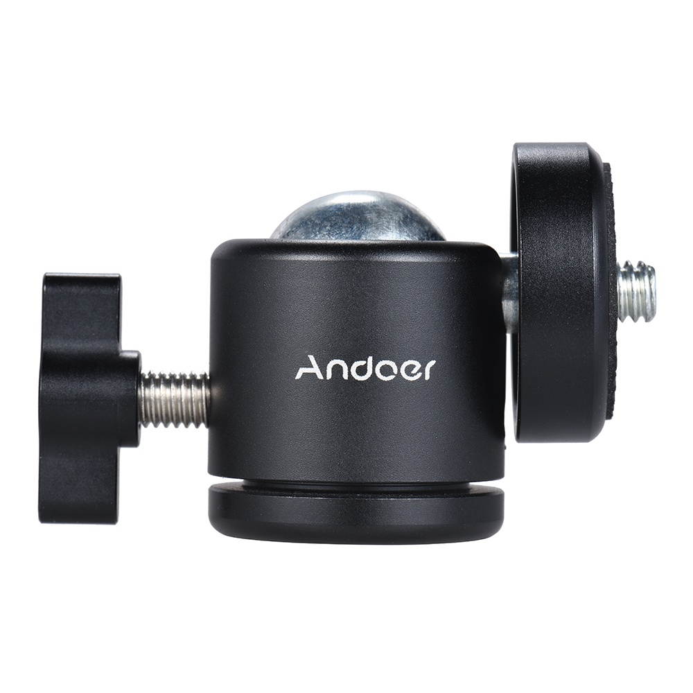 Andoer Mini Tripod Metal Ball Head Adapter Ballhead Mount with 1/4" Screw & 1/4" Screw Hole