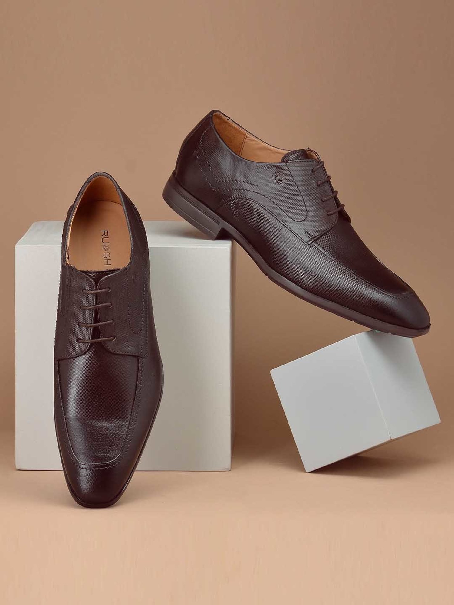 Ruosh Men's Brown Derby Shoes
