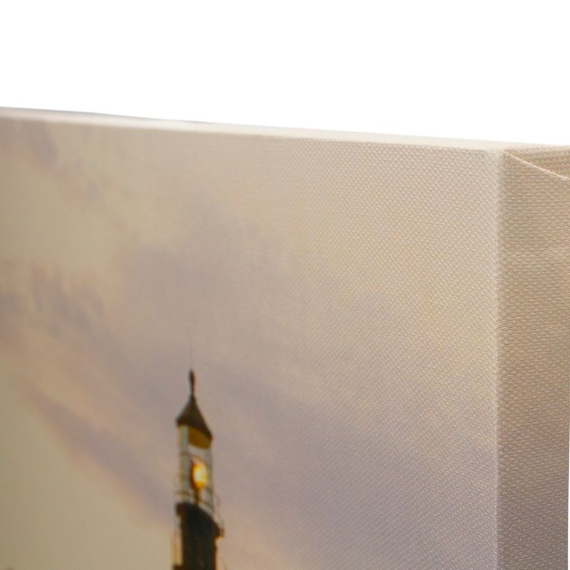 Northlight LED Lighted Cottage Lighthouse Shoreline at Sunset Canvas Wall Art 15.75"