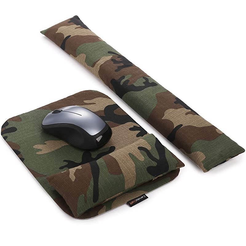 Pad Wrist Support Set Keyboard Wrist Rest Pad Bean Bag with Ergobeads Wrist Pain Relief for Easy Typing Office PC Laptop SkinFriendly Breathable Washable Durable Camouflage