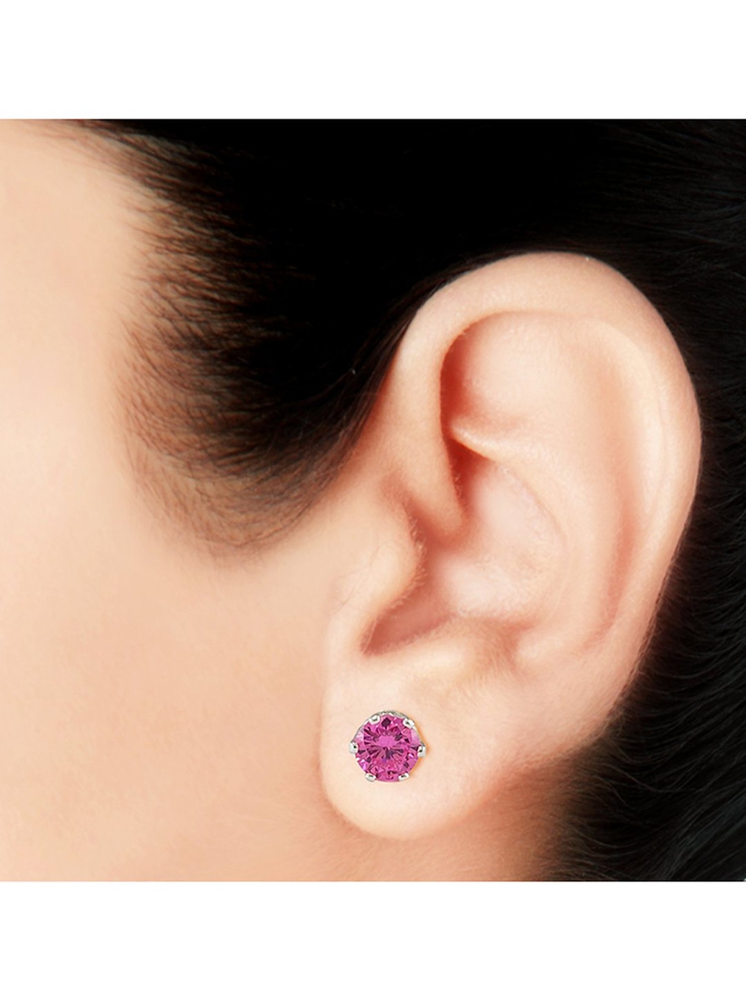 Taraash 92.5 Sterling Silver Pink Solitaire CZ Stud Earrings for Women